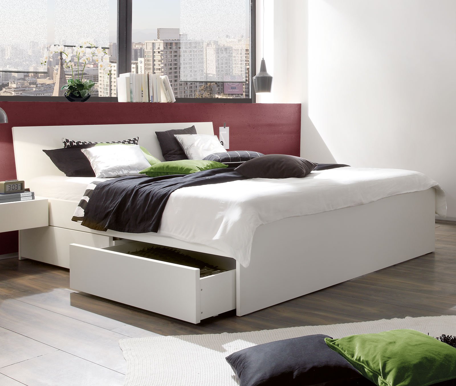 Weißes Schubkasten-Bett in Übergrößen erhältlich - Liverpool