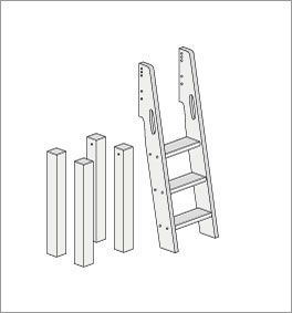 Grafik für den Umbau zum Mini-Hochbett mit schräger Leiter