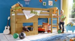 Hütten-Hochbett mit Spielhaus aus Kiefer - Kids Paradise Basic