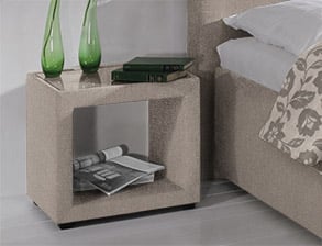 Design Luxus Nachtschrank Nachttisch Lounge Polster Schrank Leder Beige SL19 NEU 