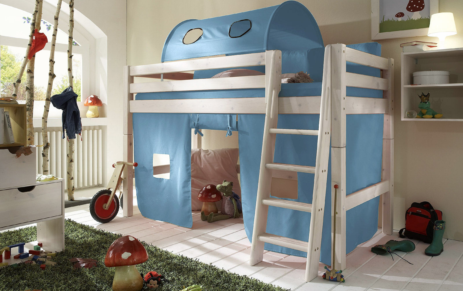Spielvorhang Kids Paradise für Midi-Betten in uni hellblau