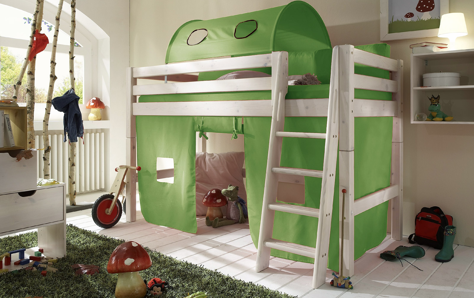 Spielvorhang Kids Paradise für Midi-Betten in uni lime