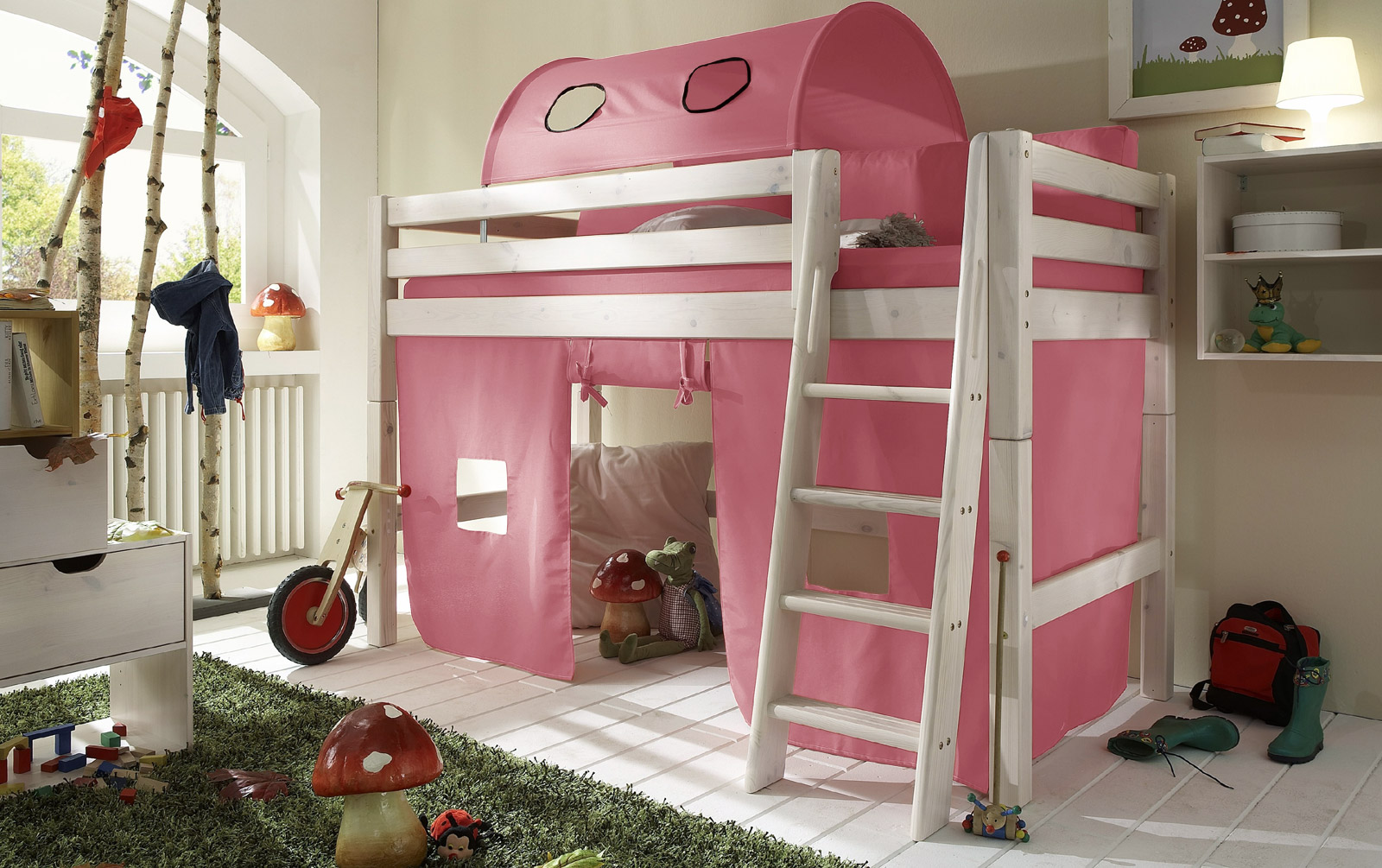 Spielvorhang Kids Paradise für Midi-Betten in uni rosa