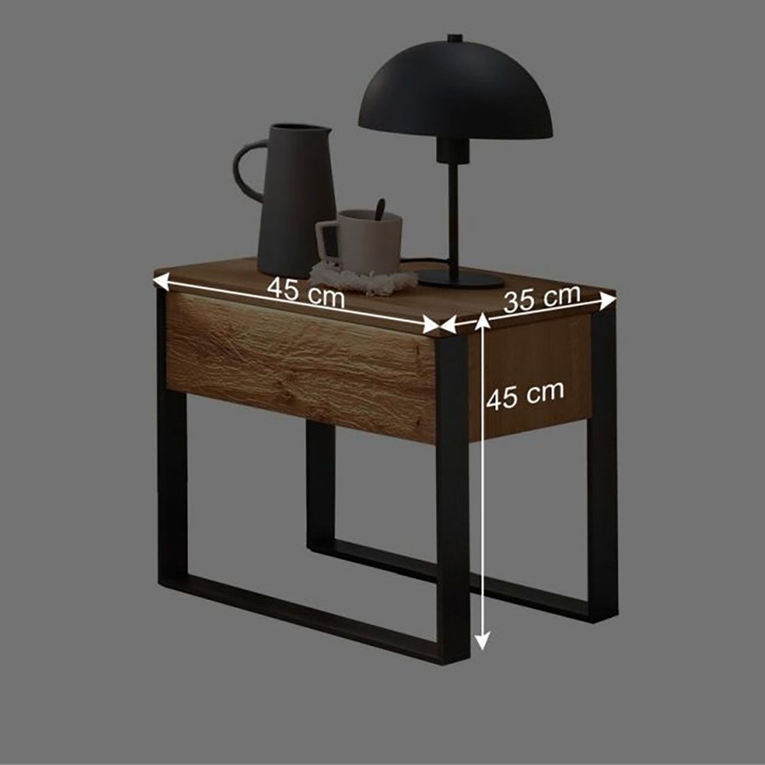Nachttisch Manari Wildeiche Massivholz H 45cm