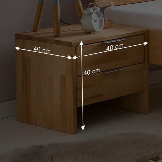 HOMELIV. Nachttisch Tonia Kernbuche Massivholz H 40cm