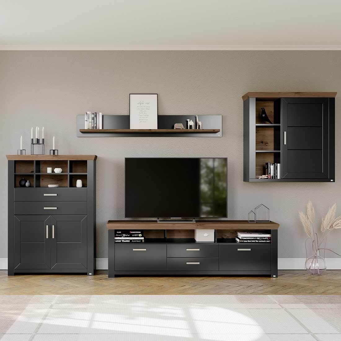 set one York Hängeschrank 104,5x42,2x106,2cm Grau/Artisan Eiche