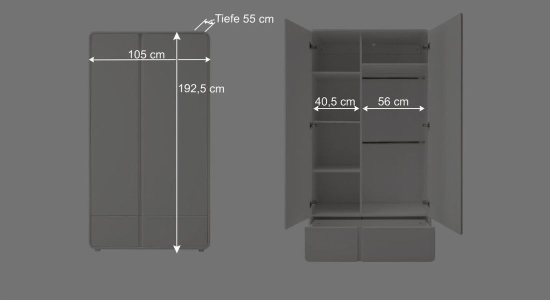 Drehtüren-Kleiderschrank Kids Arctic mit Schubladen