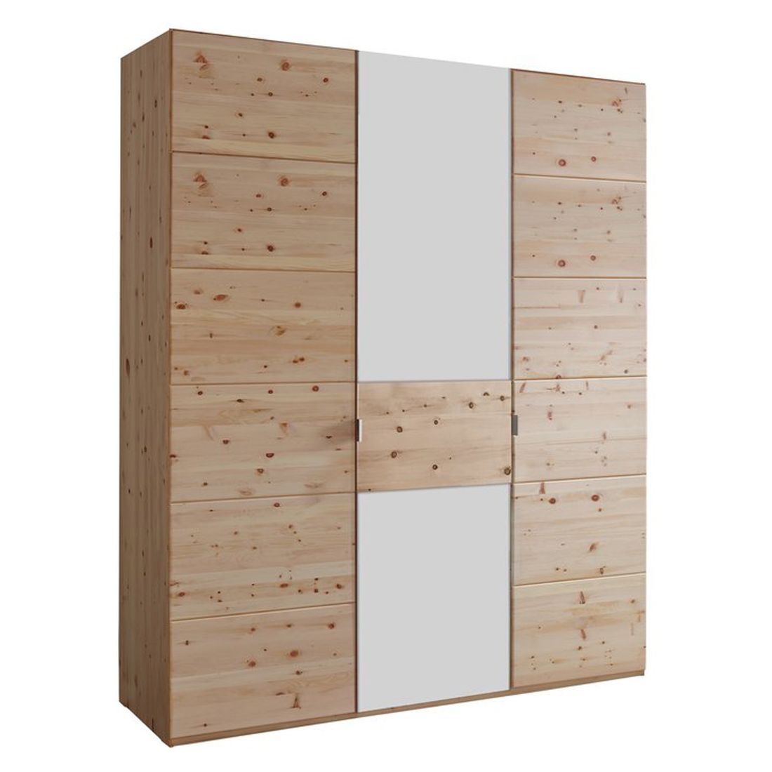 Drehtüren-Kleiderschrank Malika Zirbe Massivholz mit Glasfront