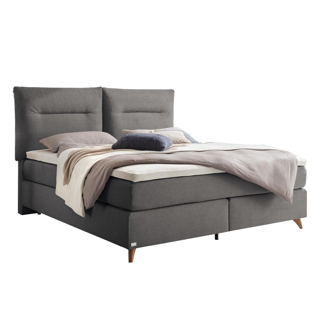 Boxspringbett Evgiros Velours-Strukturstoff