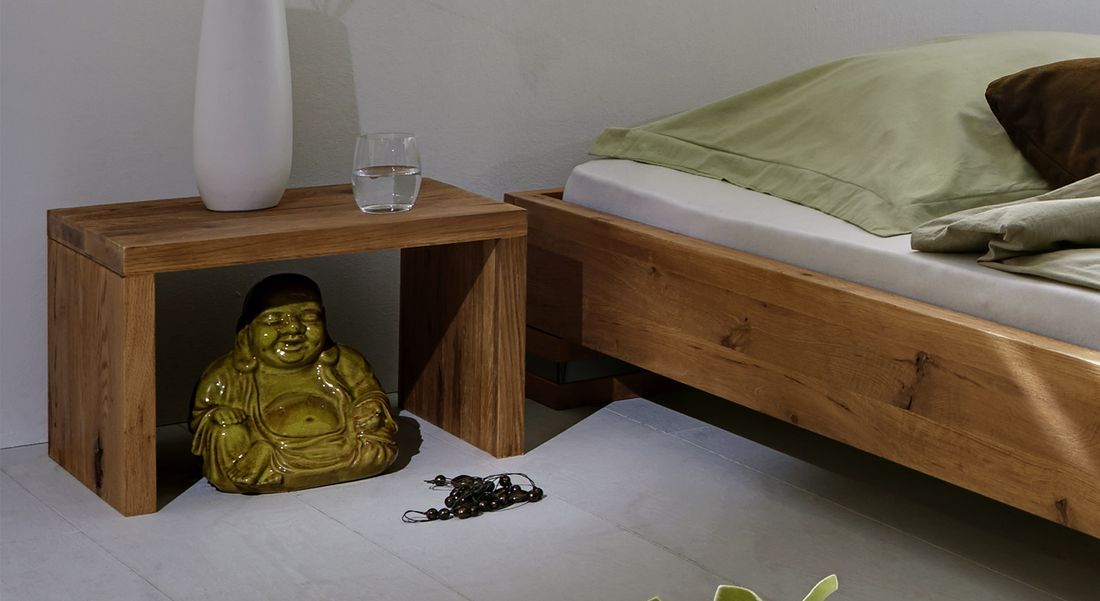 Bett Cervo Wildeiche Massivholz ohne Kopfteil