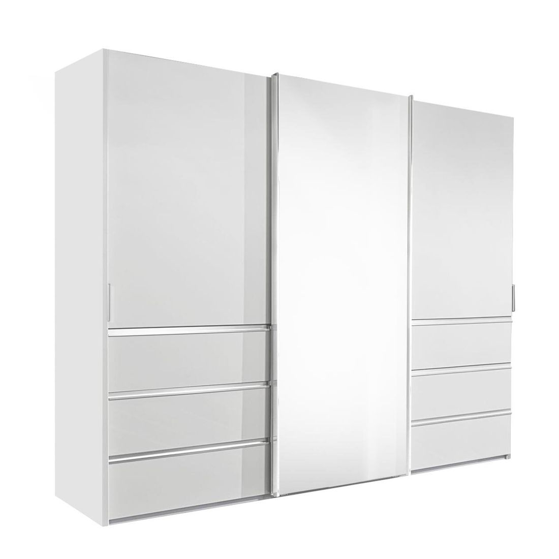 Schwebetüren-Kleiderschrank Tanaria mit Spiegel und Schubladen