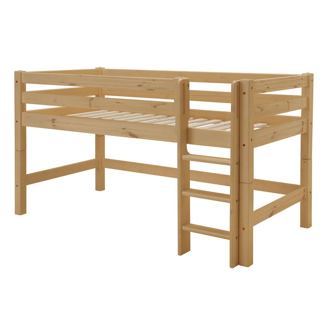 Mini-Hochbett Kids Paradise Kiefer Massivholz mit Lattenrost 90x200 cm