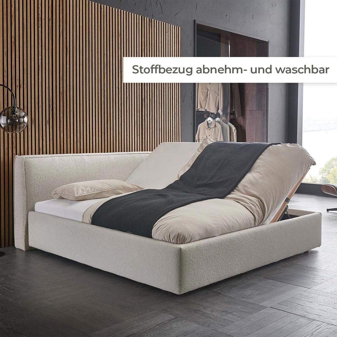 HOMELIV. Polsterbett SwitchIT Cordoba Webstoff mit Bettkasten und Lattenrost