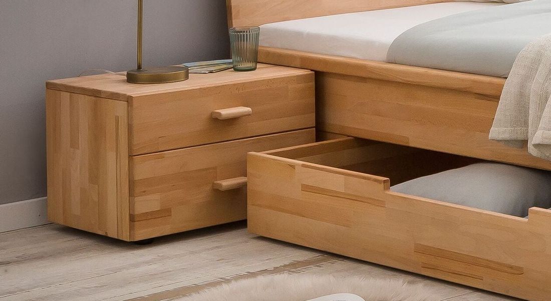 HOMELIV. Nachttisch Tamira Kernbuche Massivholz H 38cm