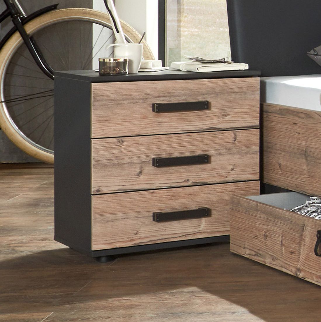 Nachttisch Viano Eiche Dekor H 58cm
