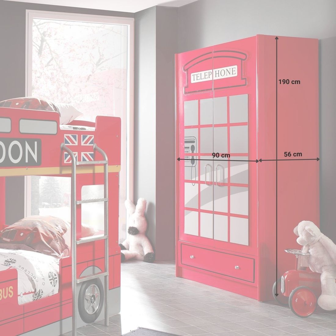 Drehtüren-Kleiderschrank Paddington mit Schubladen
