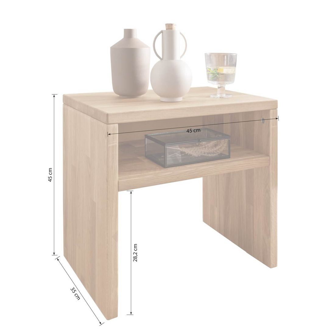 Nachttisch Ortler Wildeiche Massivholz H 45cm