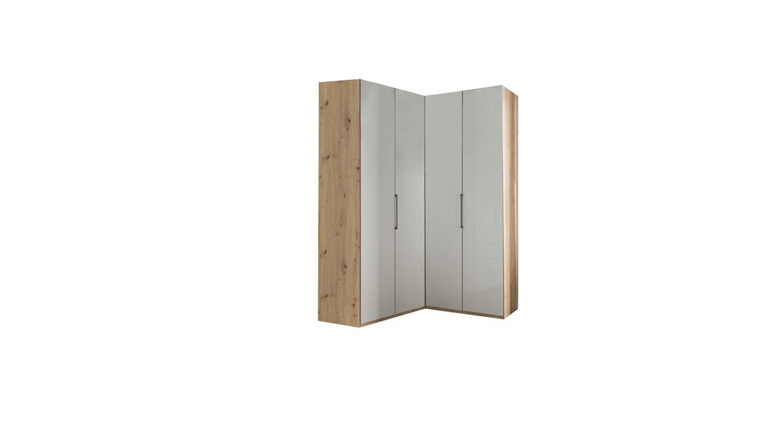 Eck-Kleiderschrank Estiva Eiche Dekor mit Glasfront