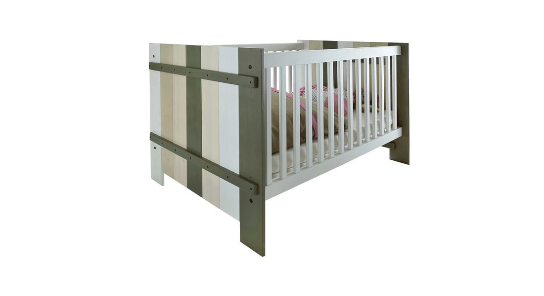 Babybett Kids Paradise Laubhütte Kiefer Massivholz mit Lattenrost und Schlupfsprossen