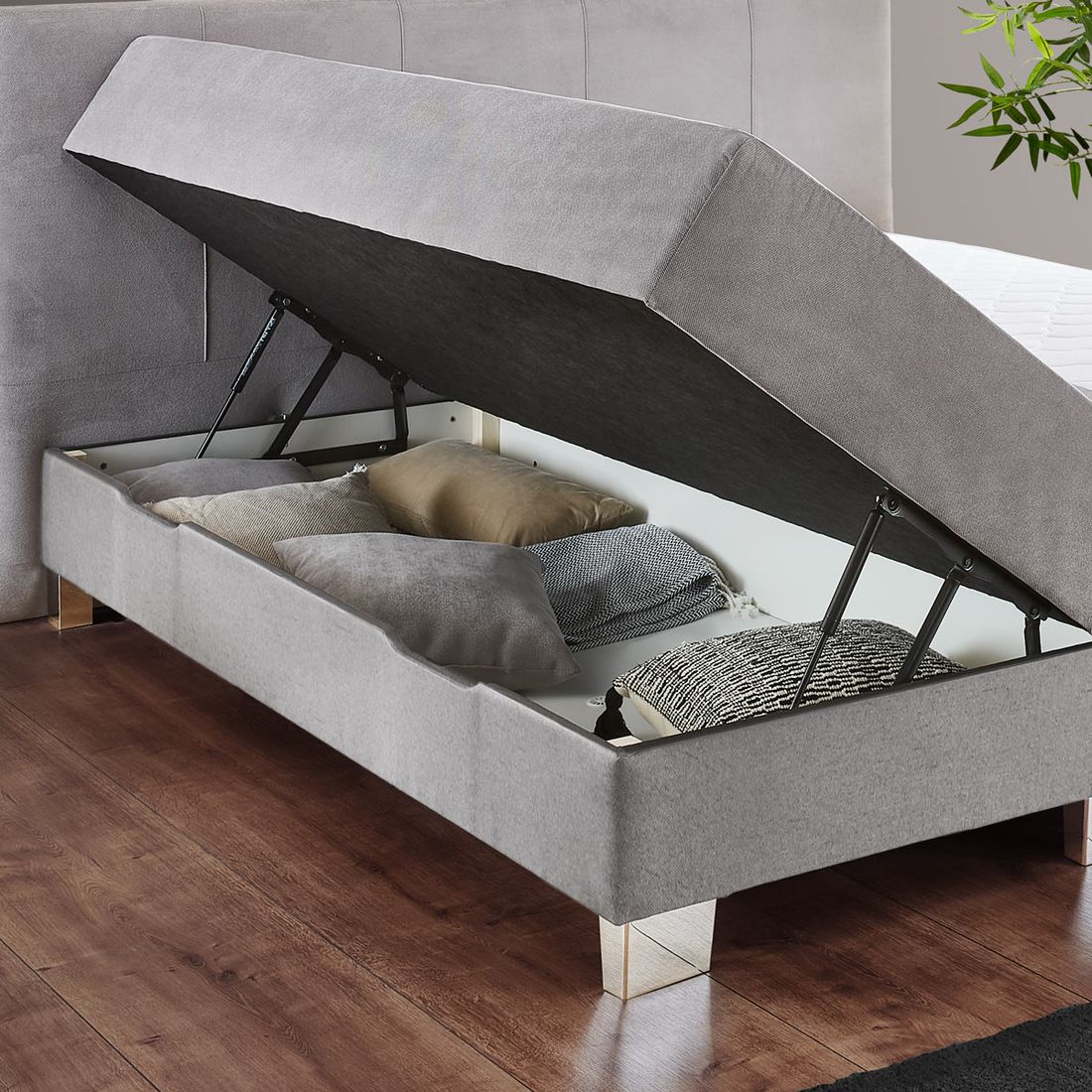Boxspringbett Kenan Webstoff mit Bettkasten