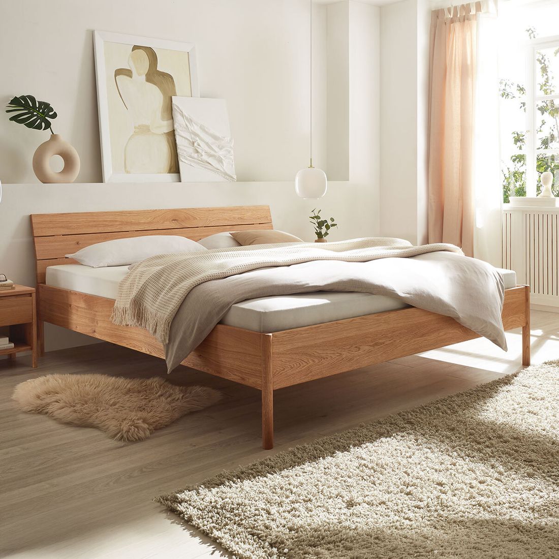 Bett Noan Komfort Wildeiche Massivholz metallfrei