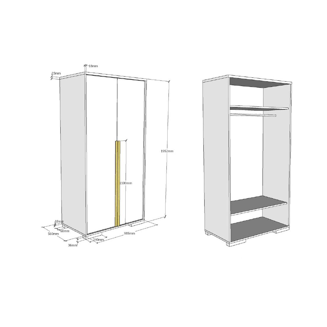 Drehtüren-Kleiderschrank Arvika