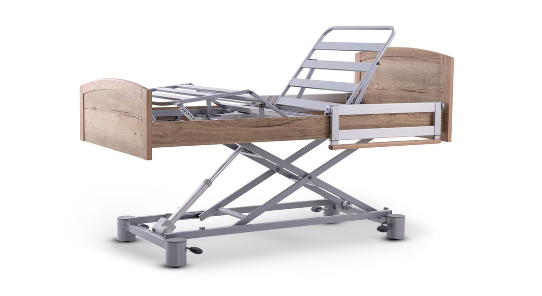 Komfortbett mit Pflegebett-Funktion Ummanz Eiche Dekor mit Lattenrost