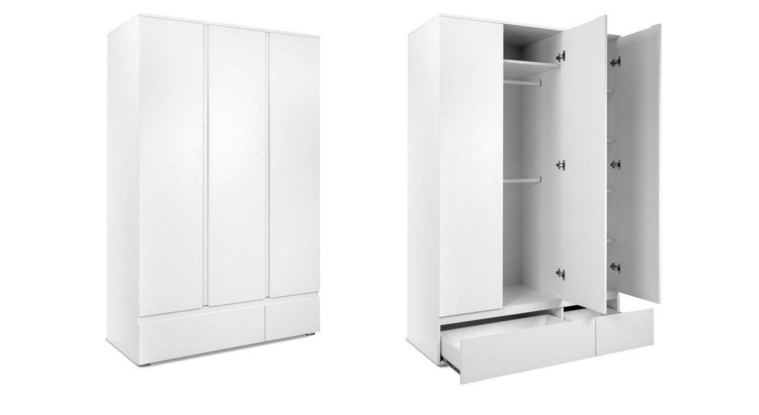 Drehtüren-Kleiderschrank Folda mit Schubladen