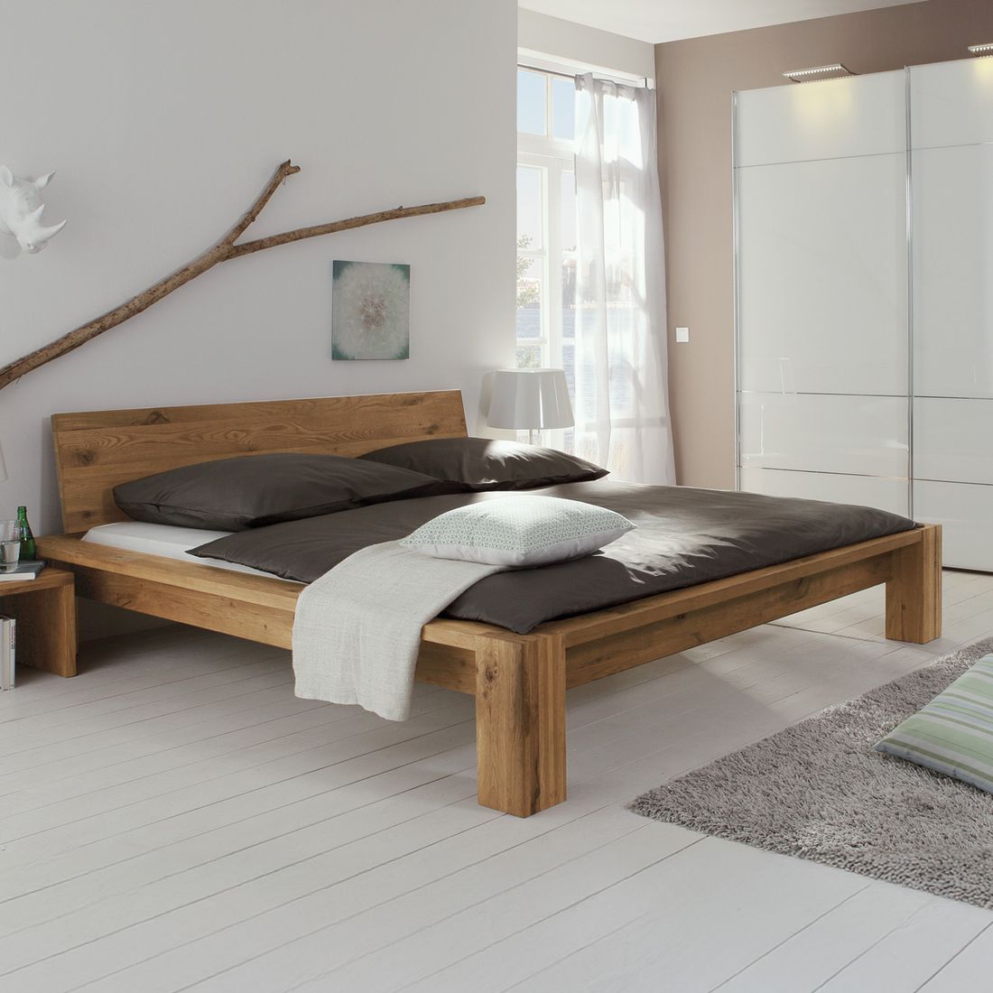 Bett Perugia Komfort Wildeiche Massivholz