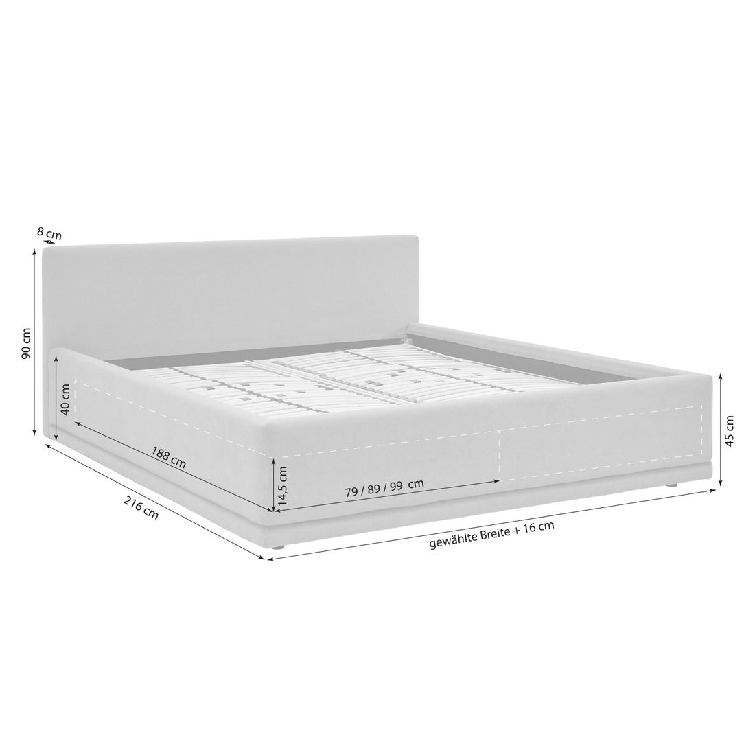 Musterring Polsterbett JustB! SC 200 Komfort Webstoff mit Bettkasten und Lattenrost