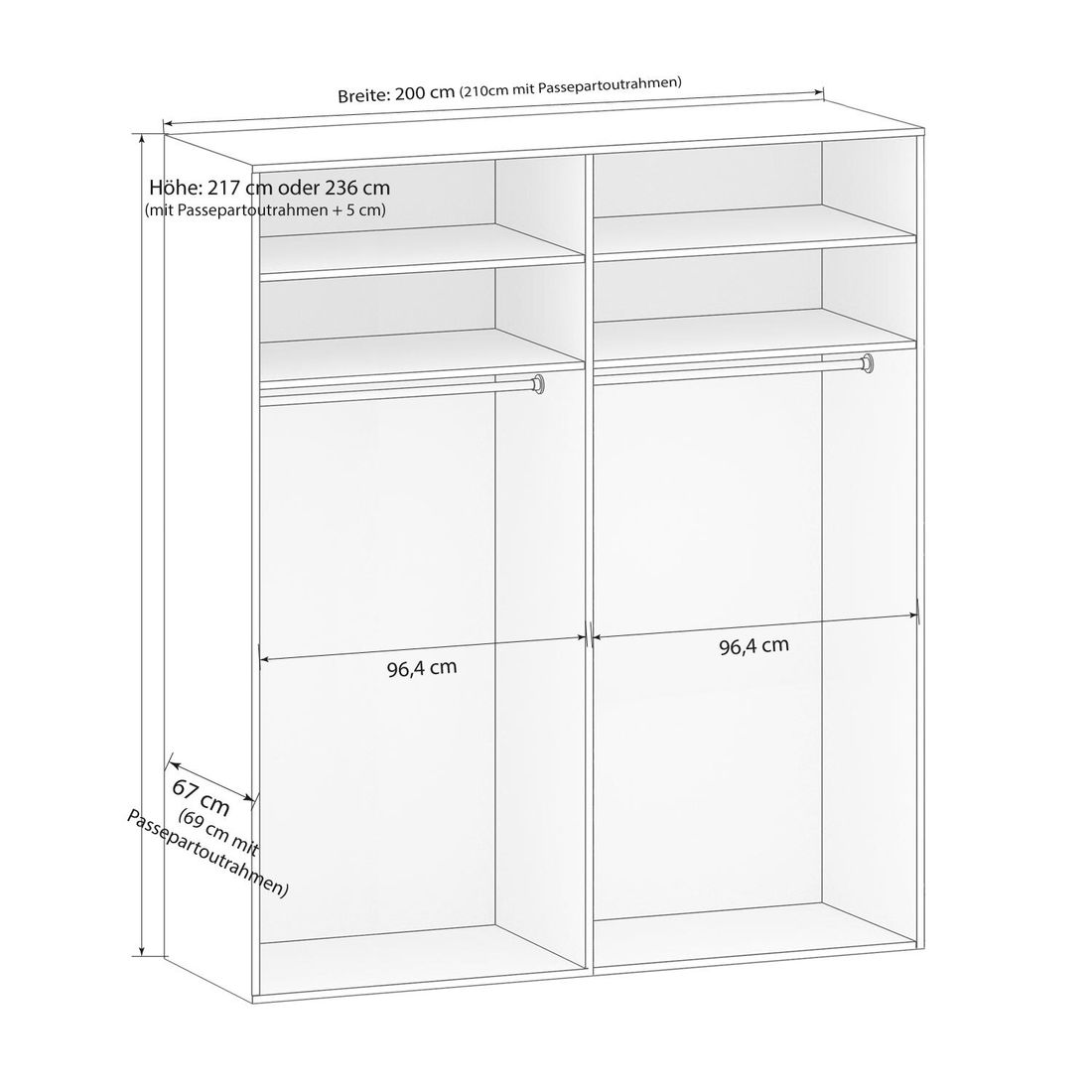 Schwebetüren-Kleiderschrank Yamen