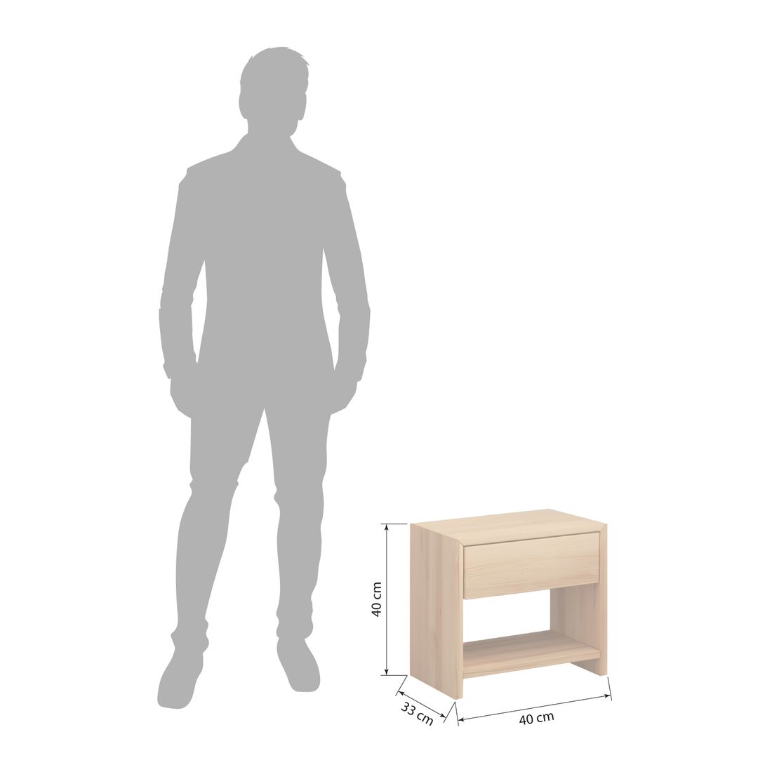 Nachttisch Liora Kernbuche Massivholz H 40cm