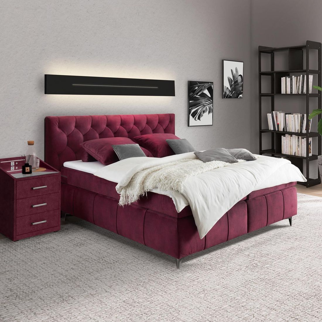 Boxspringbett Bethany Microvelours 180x200cm
