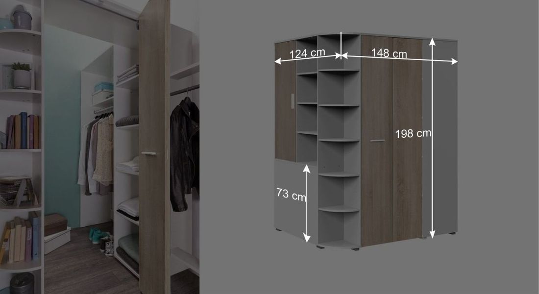 Eck-Kleiderschrank Solero begehbar