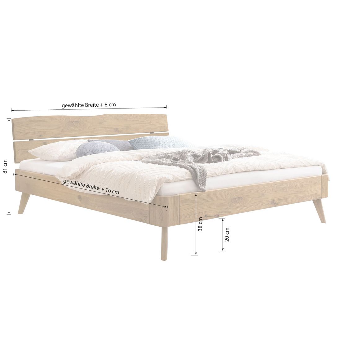 Bett Sidna Wildeiche Massivholz