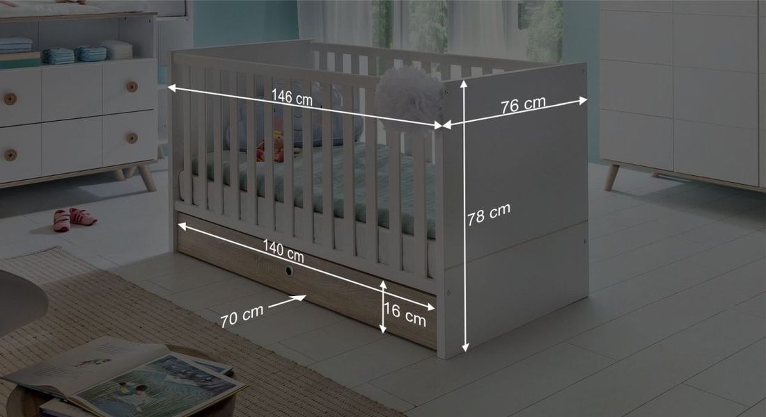 Babybett Beano mit Lattenrost und Schlupfsprossen
