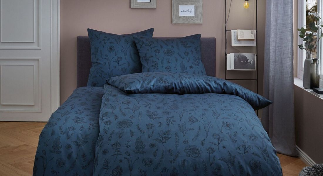 Kleine Wolke Mako-Satin-Bettwäsche Lisse Dunkelblau