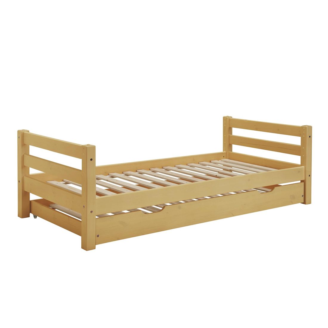 Ausziehbett Kids Paradise Kiefer Massivholz mit Lattenrost und Bettschublade