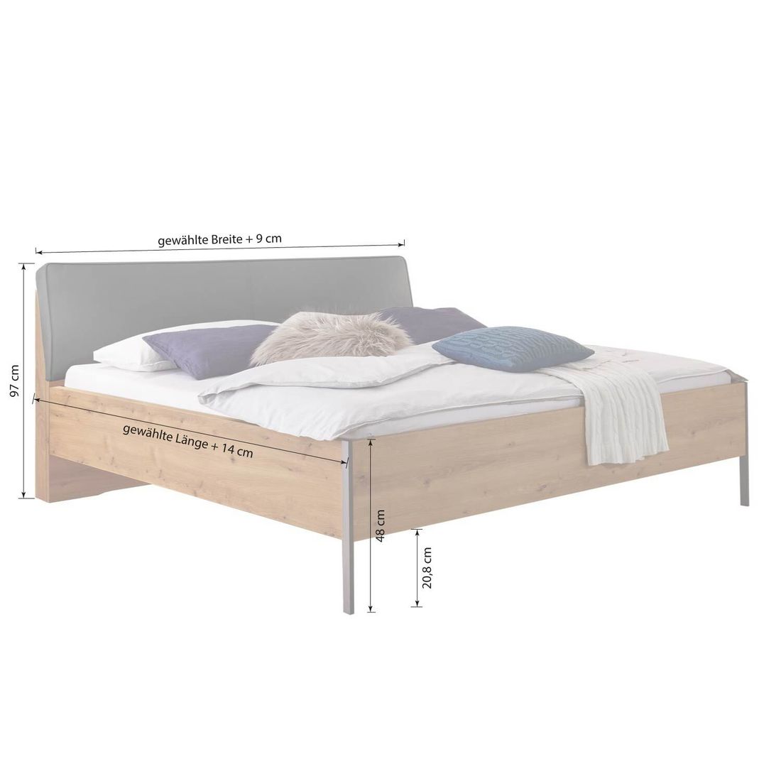 Bett Zenya Komfort Eiche Dekor