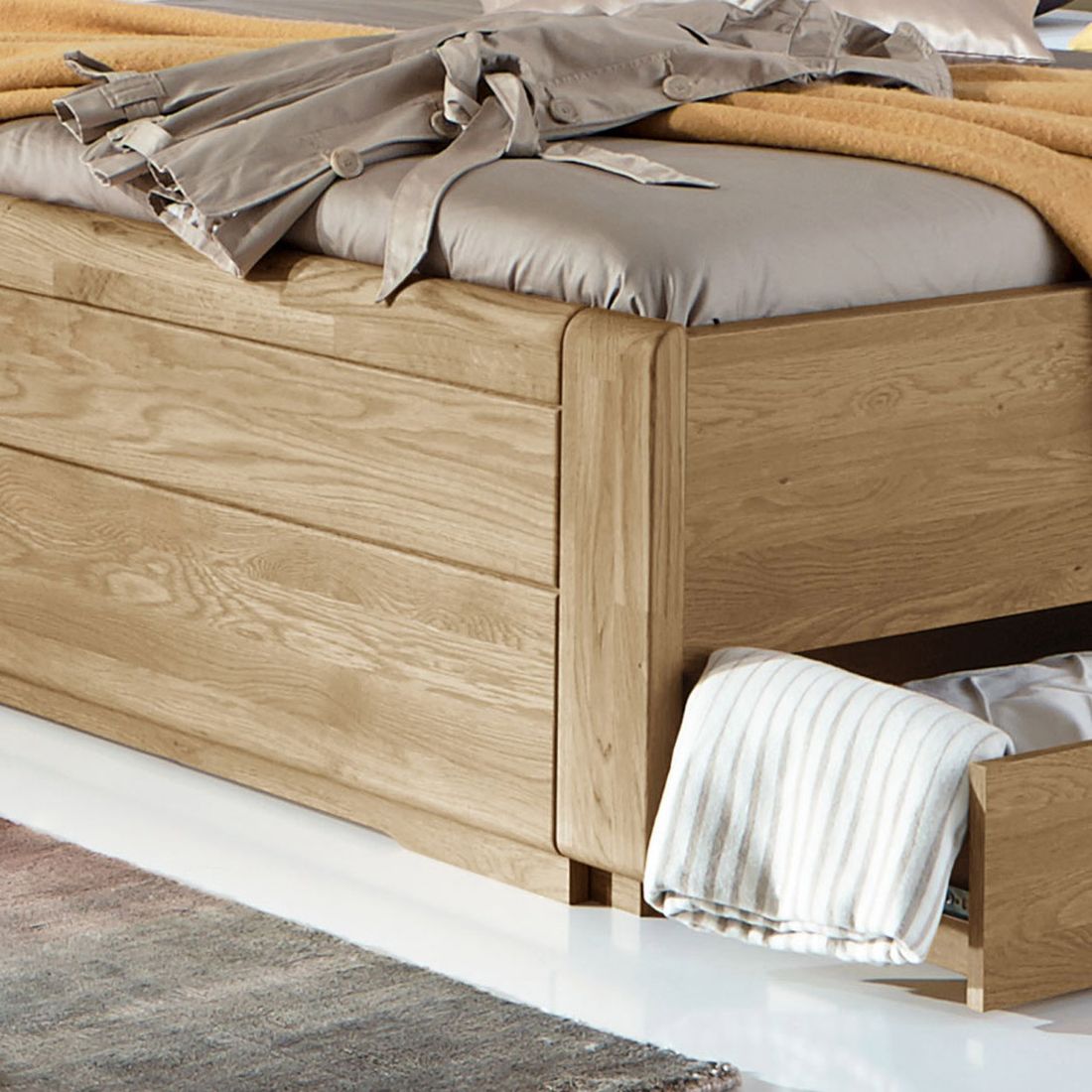 Doppelbett Toride Komfort Eiche teilmassiv mit Schubkasten