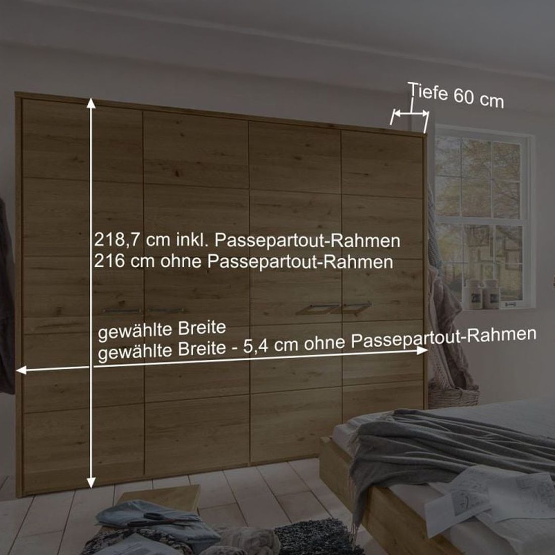 Drehtüren-Kleiderschrank Kärnten Wildeiche Massivholz