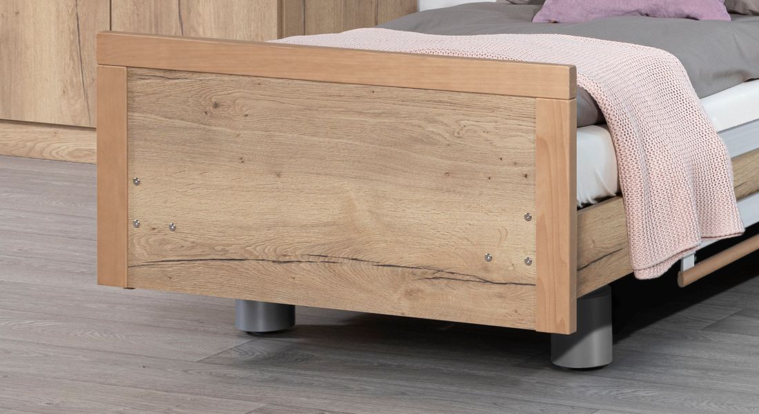 Komfortbett mit Pflegebett-Funktion Hiddensee Eiche Dekor mit Lattenrost
