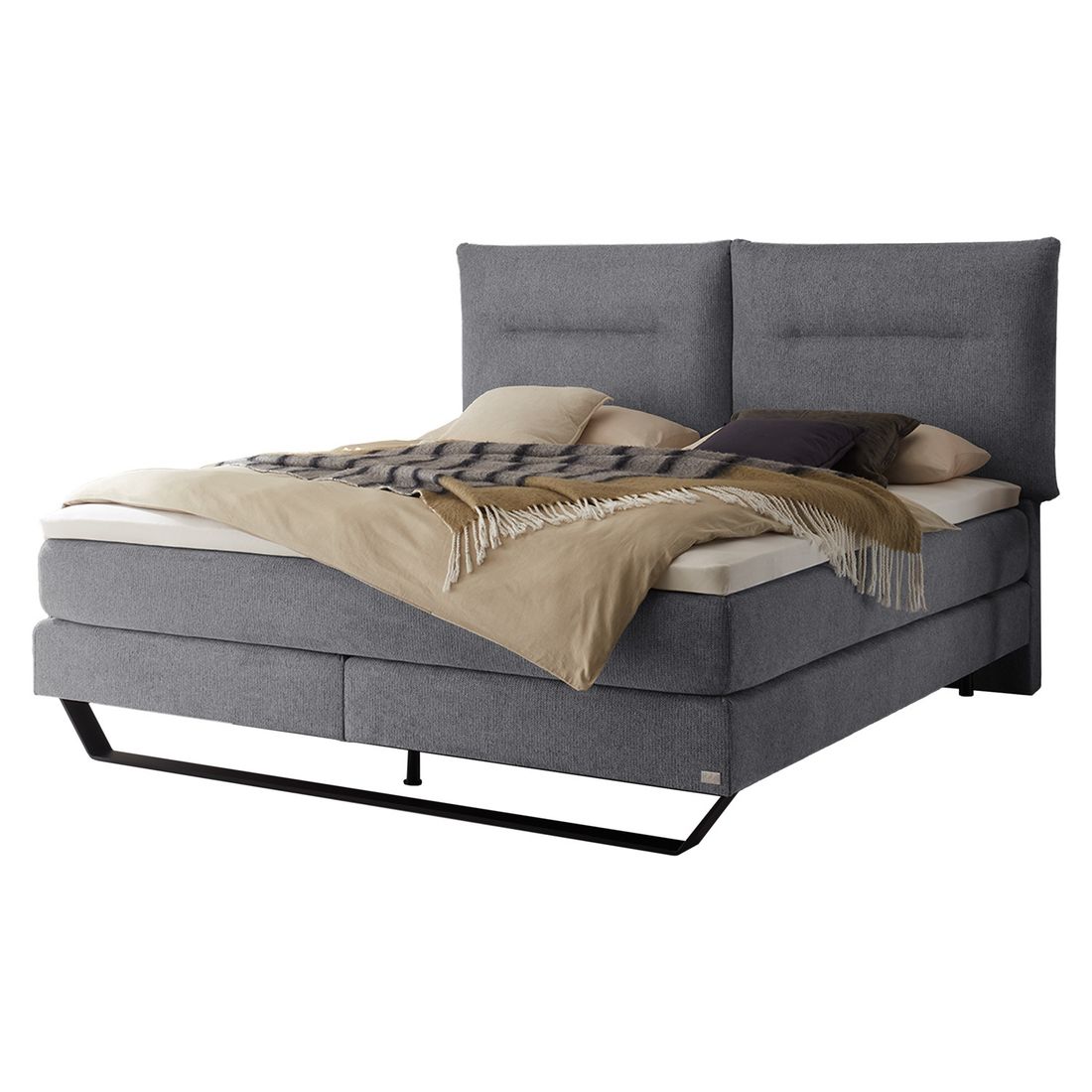 Boxspringbett Celestara Velours-Strukturstoff