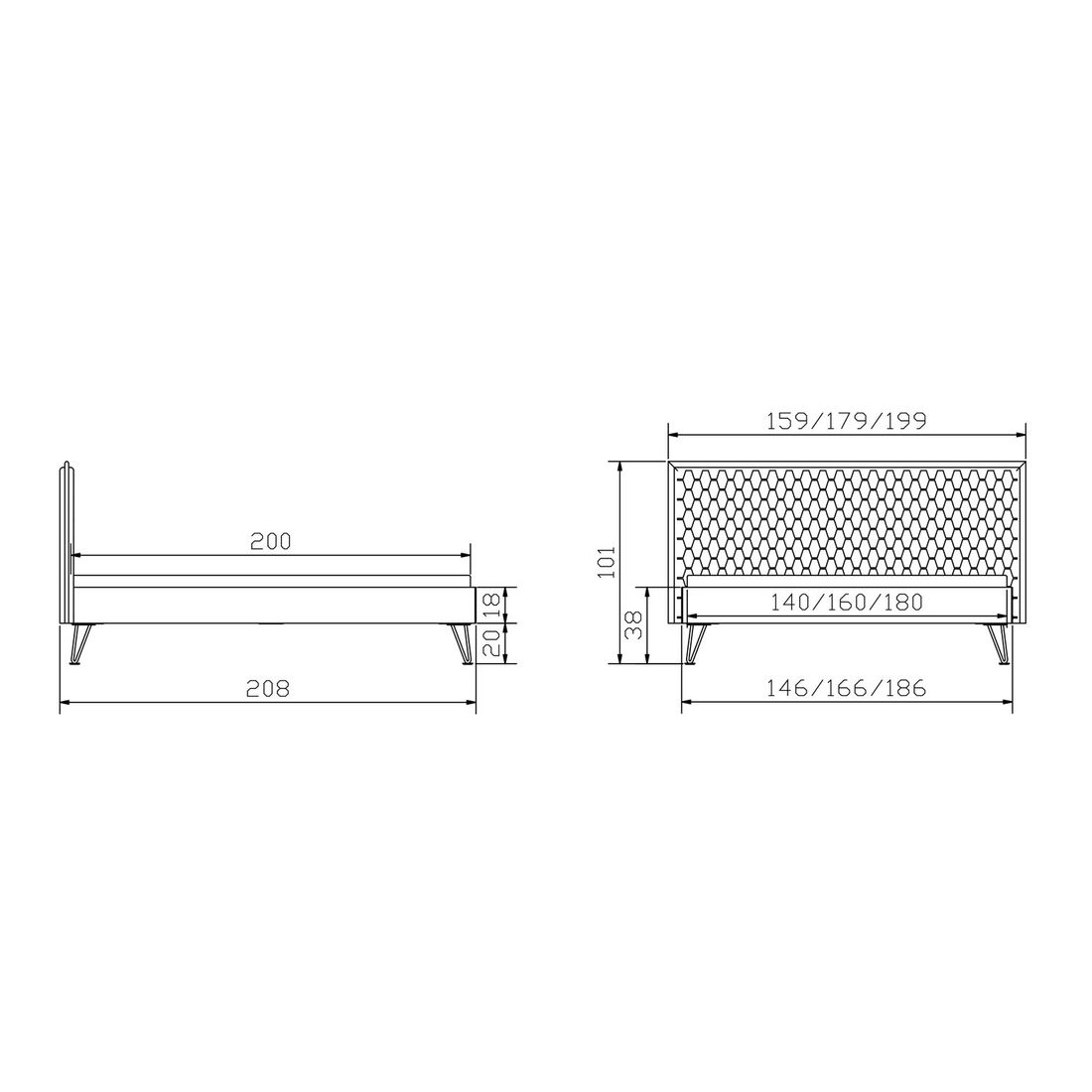 Bett Oresta Wildeiche Massivholz