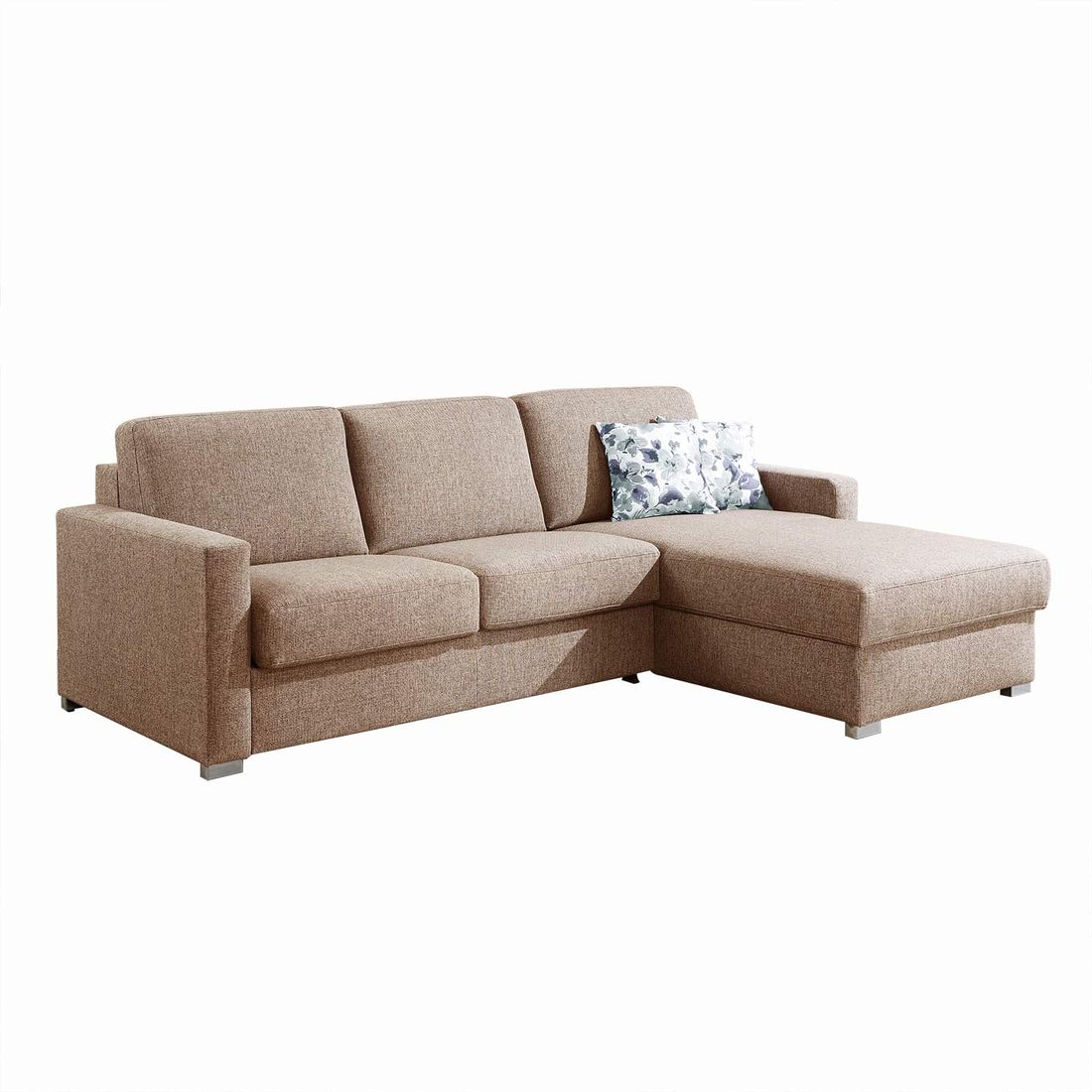 Eck-Schlafsofa Lelio Webstoff mit Lattenrost und Bettkasten Ottomane rechts