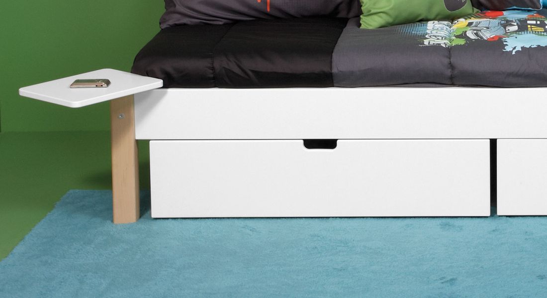 Bett Kids Town Buche teilmassiv ohne Kopfteil mit Schubkasten und Lattenrost