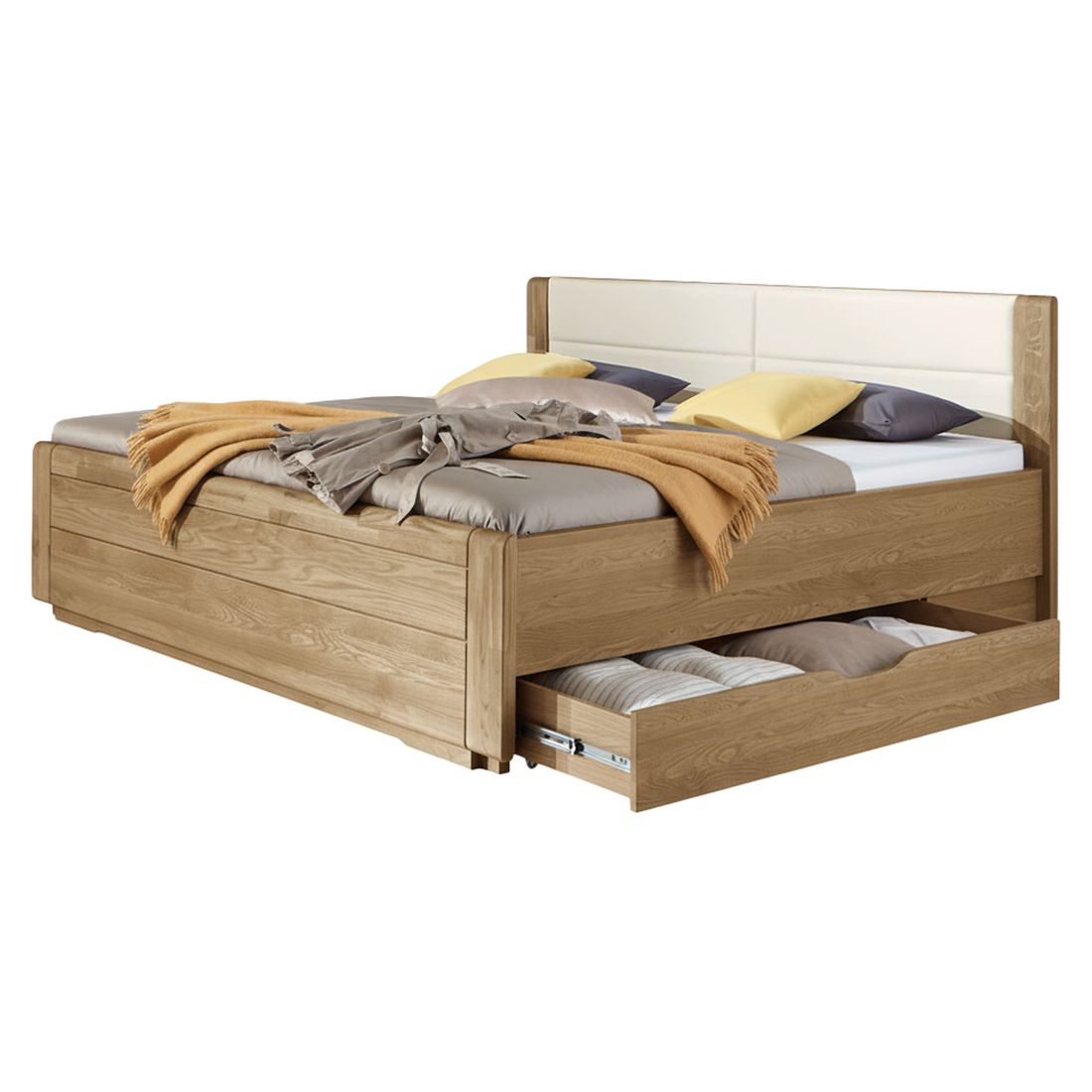 Doppelbett Toride Komfort Eiche teilmassiv mit Schubkasten
