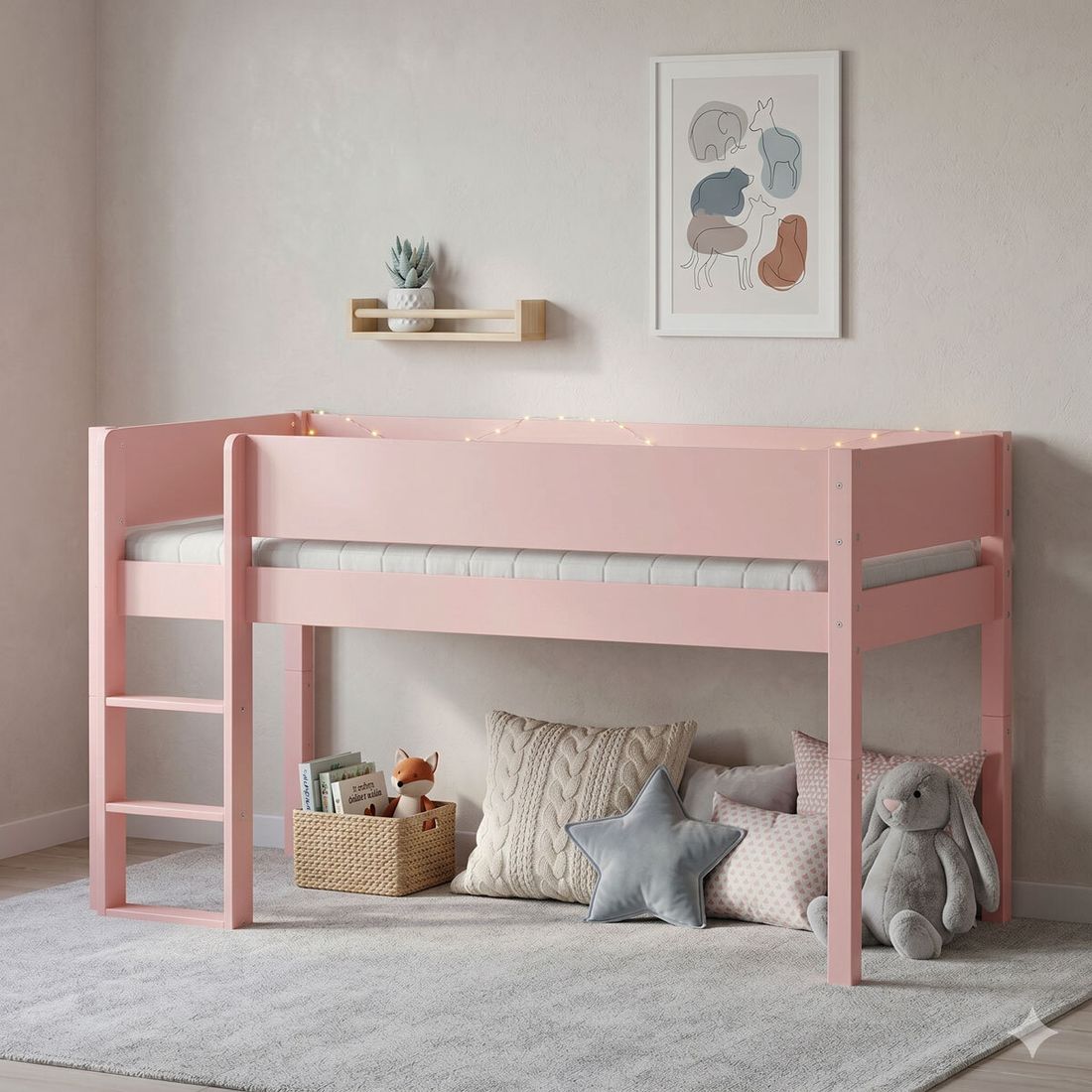Mini-Hochbett Kids Town Color Buche teilmassiv mit Lattenrost