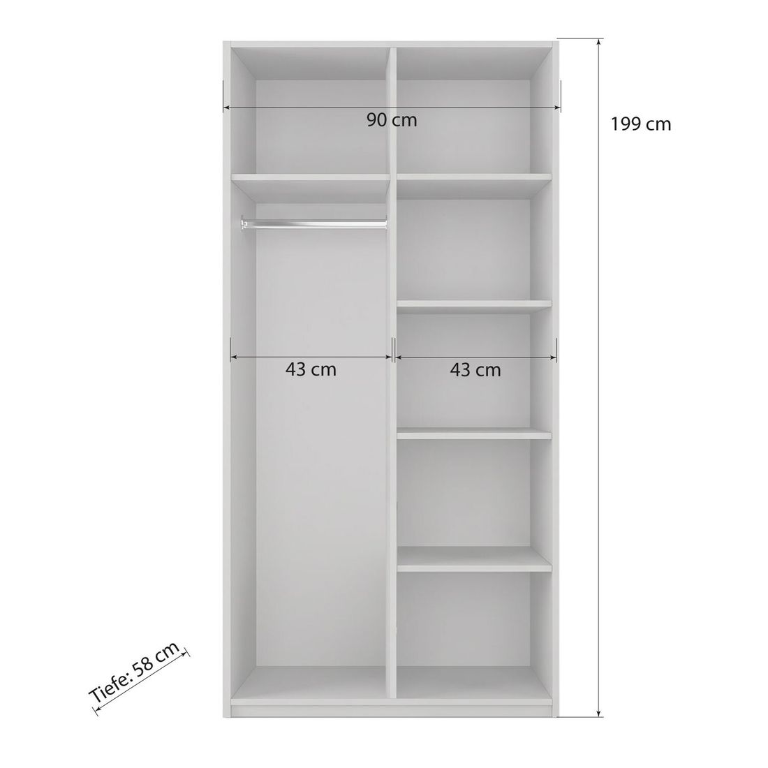 Drehtüren-Kleiderschrank Nolan Eiche Dekor 90x199cm
