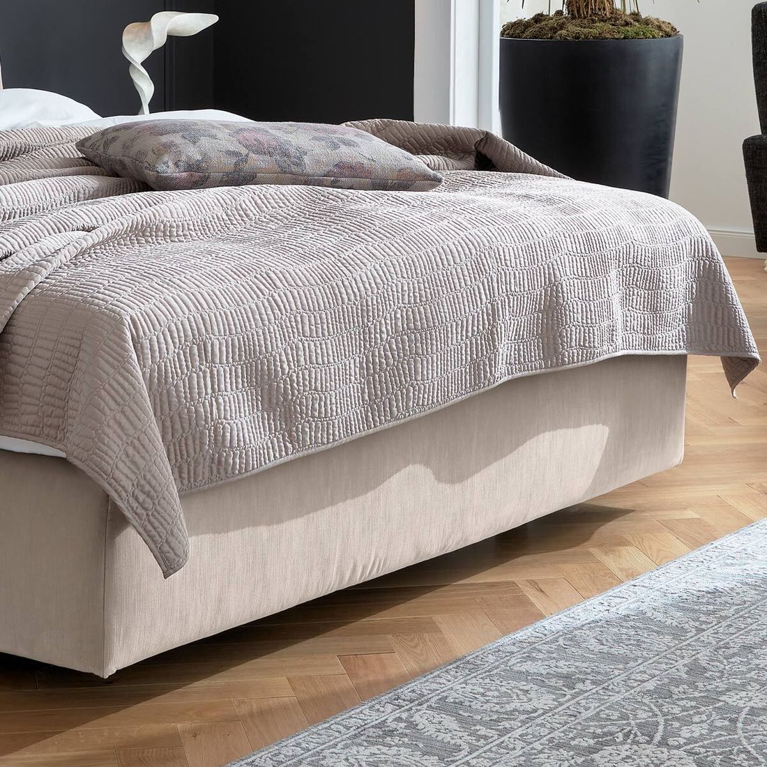 Musterring Boxspringbett Elias Webstoff JAB Kollektion mit Kopfteil geschwungen